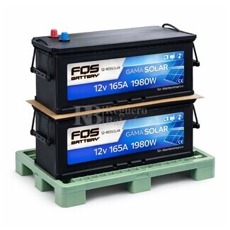 Pack 2 bater�as Solar 12 Voltios 165 Amperios | Sin mantenimiento FQS12-165